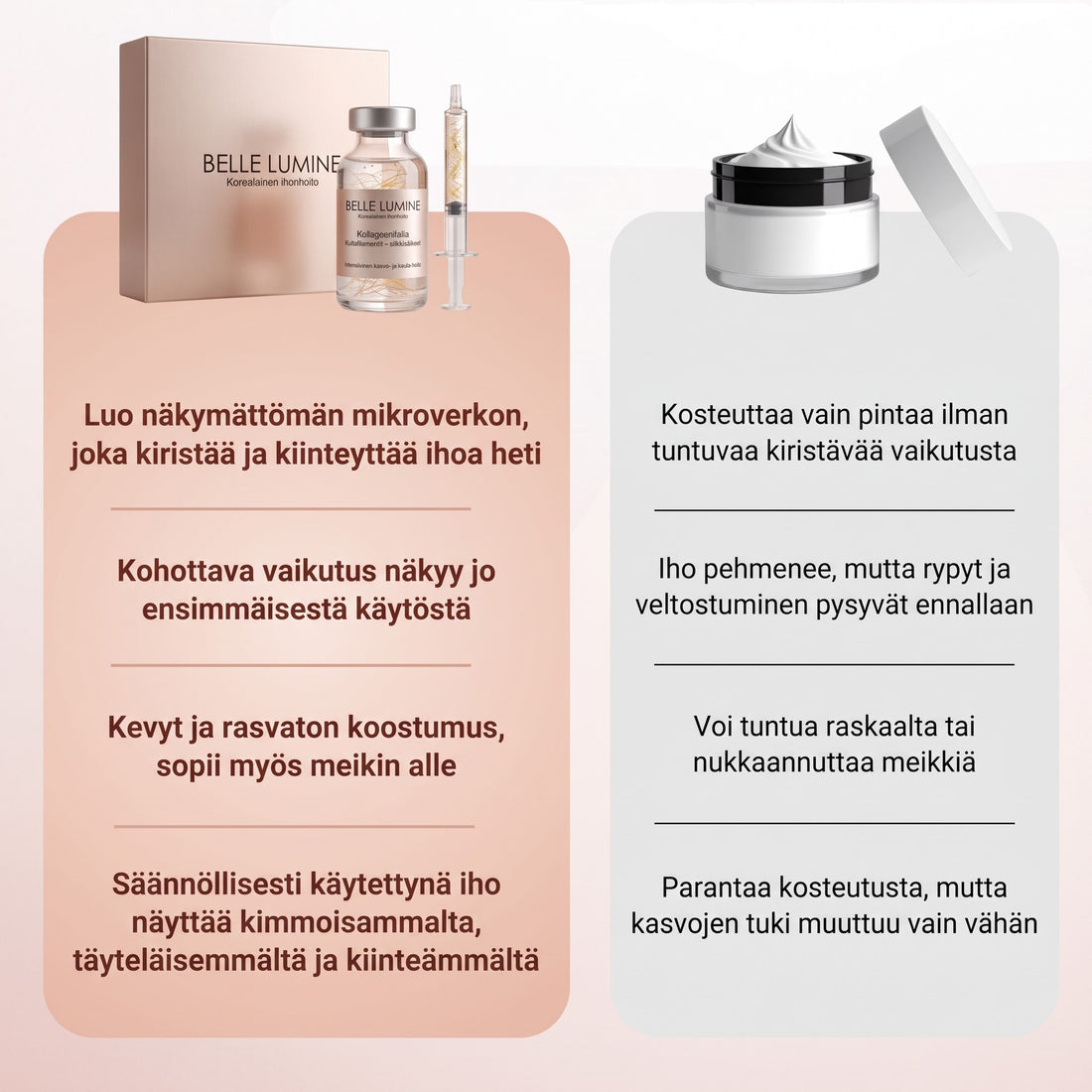 Belle Lumine -seerumi vs. tavallinen voide
